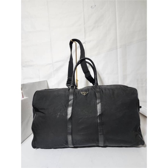 Authentic Prada Saffiano-Trimmed Tessuto Nylon Duffle Bag Black 60cm - Picture 15 of 15